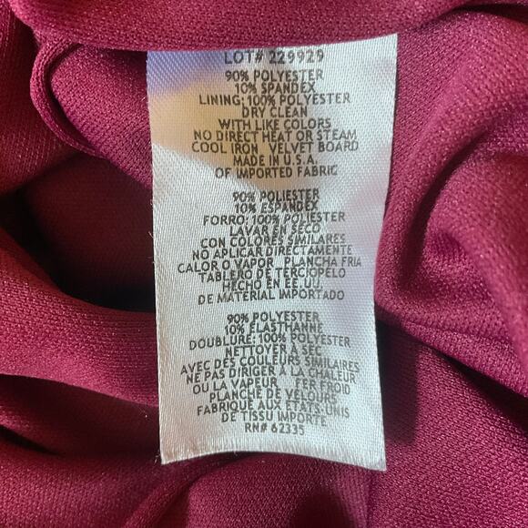 Betsy & Adam Women's Cocktail Dress Size 4 Burgundy Red Velvet Strapless Sheath - Picture 10 of 14